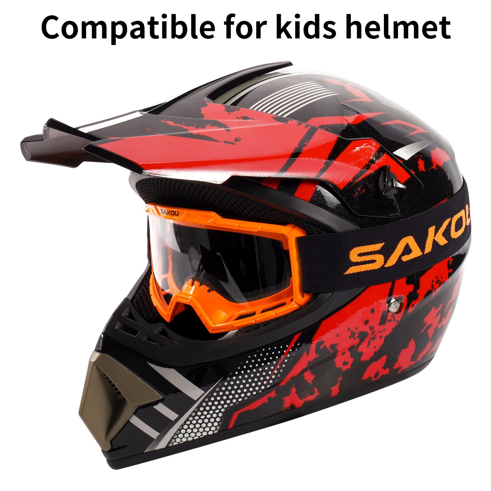SAKOU Occhiali Moto Motocross Bambino – Antiappannamento, Antiurto e con Protezione 100% UV400 per Ragazzi e Ragazze dai 3 ai 12 Anni, Ideali per Fuoristrada, ATV e Dirtbike