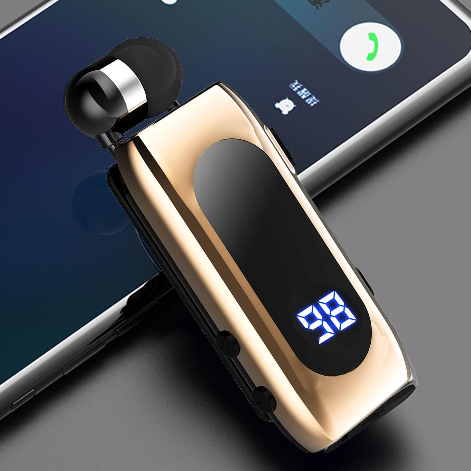 Generico Auricolare Wireless Retratte - Auricolare Vivavoce A Orecchio Singolo Wireless | Auricolari Sportivi Da Lavoro Con Clip, Auricolare Retratte Per Donna, Uomo, Ufficio, Sport