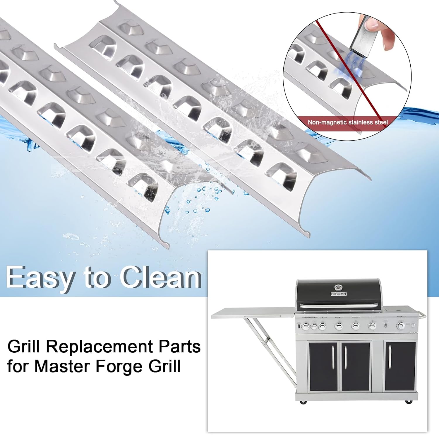 Hiorucet Grill Replacement Parts for Master Forge 5 Burner 3218LT, 3218LTN, L3218, 2518-3, 3218LTM, Kenmore Gas Grill Models 148.16156211, 148.16137110, 5 Pack SPE181 Heat Plate SBE601 Grill Burner
