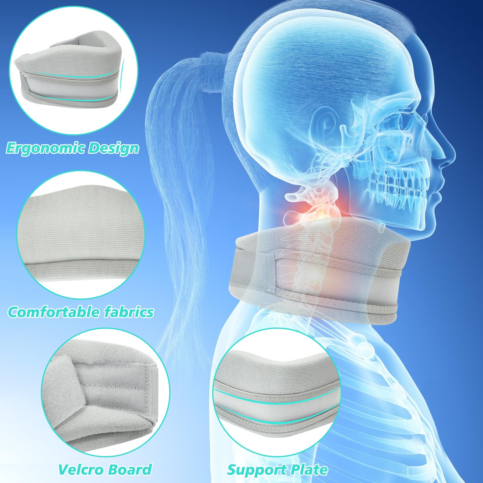Minerve Anti Ronflement, Soutien Cervical Anti Ronflement， Minerve Cervicale Femme, Collier Cervical Anti Ronflement, Soulage Cervicales Douloureuses et Pression Dans la Colonne Vertébrale, M