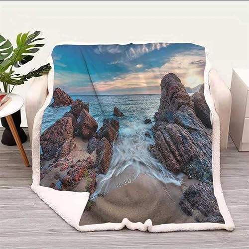 Miniatura 2 de Coastline Beautiful Scenery Cobijas Calientes para Invierno - Mantas suaves de felpa, esponjosas, para sofá, cama, sofá, tamaño pequeño, 31.5 x 47