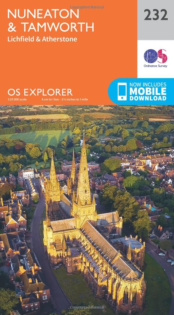 Nuneaton & Tamworth Map | Lichfield & Atherstone | Ordnance Survey | OS Explorer Map 232 | England | Walks | Hiking | Maps | Adventure