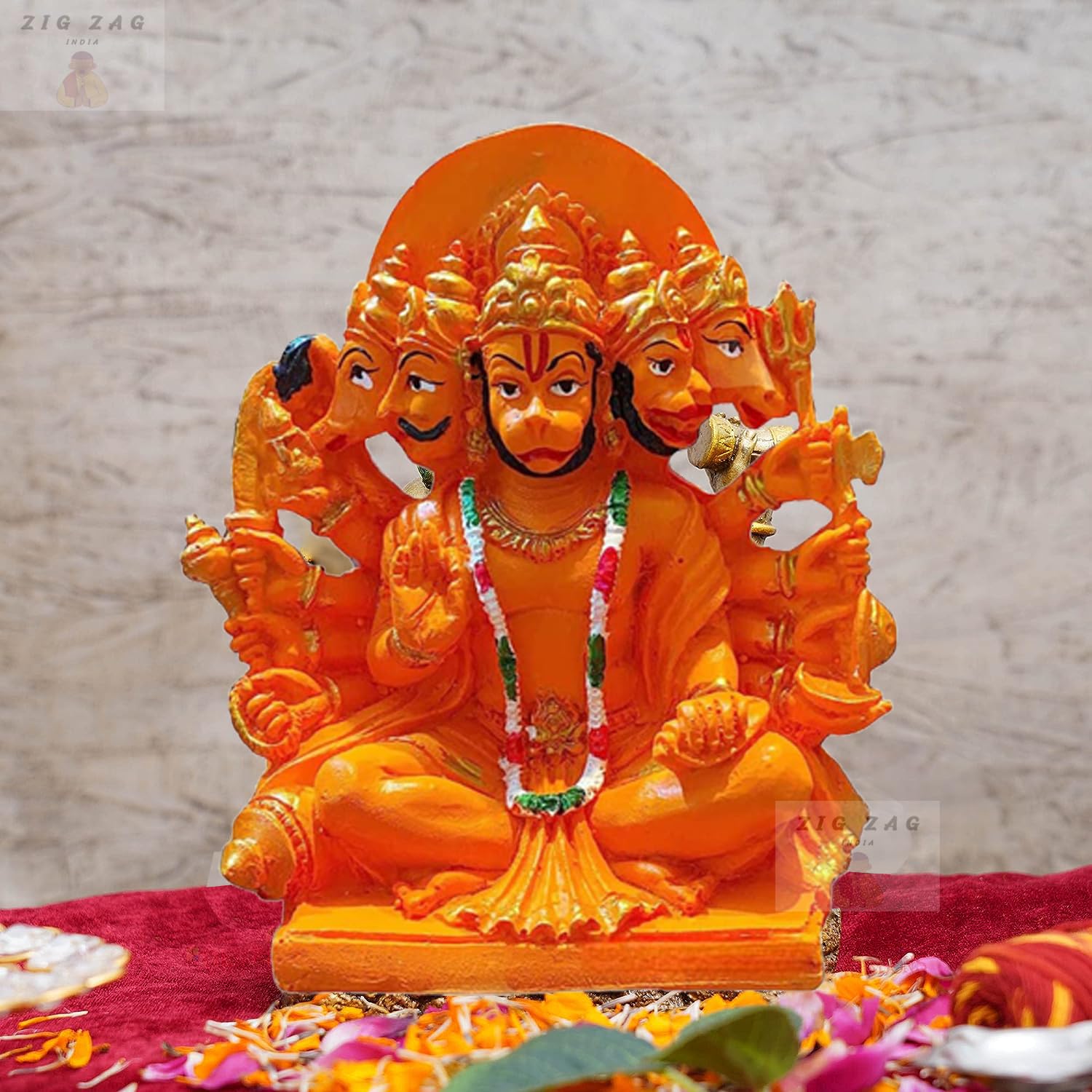 もんちゃん天然瑪瑙　パンダ彫りパーツ　10-224 Buy Zig Zag Lord Panchmukhi Hanuman ji Murti/Statue Orange Sankat