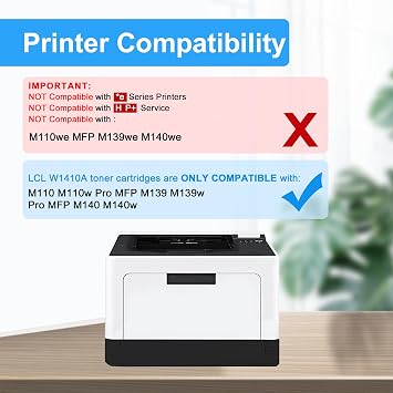 LCL 141A Black Toner Cartridge with Chip Replacement for HP 141A W1410A 141X W1410X for LaserJet M110 M110w MFP M139 M139w M140 M140w Printer (1-Pack )