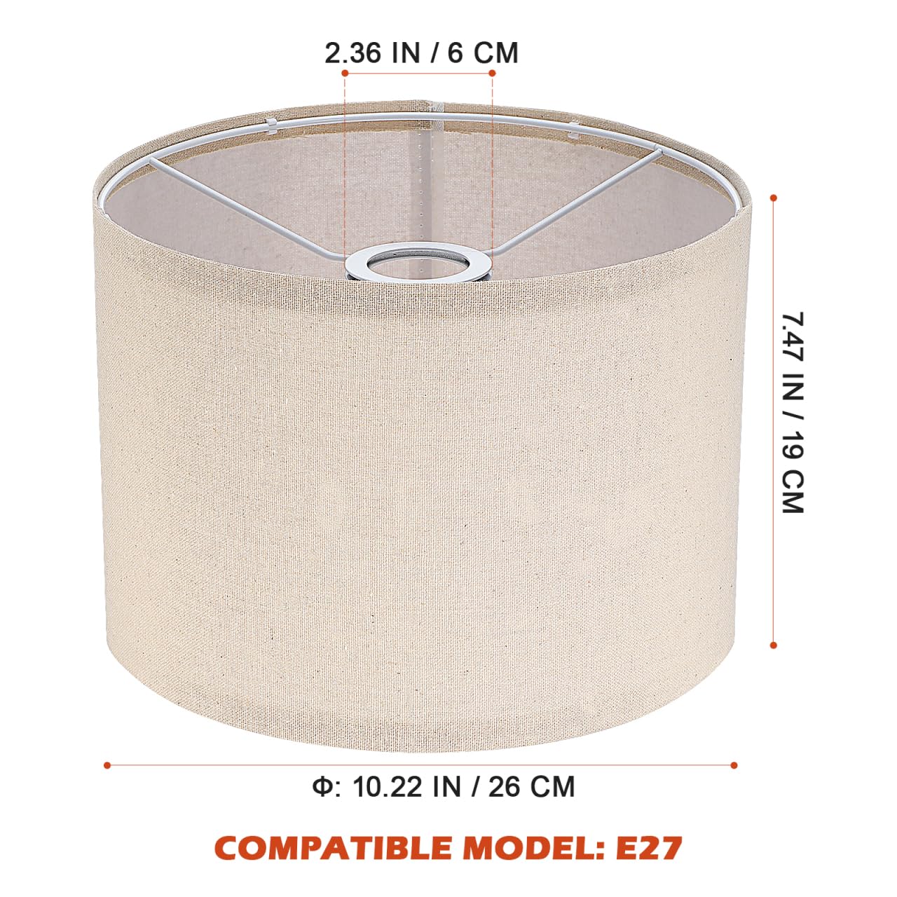 Luxshiny Paralume Da Tavolo Beige in Tessuto Lino 10.4X7.5 Pollici Copri Lampada Staccabile Per Lampada Da Tavolo E Da Terra Design Semplice Per Illuminazione Interni