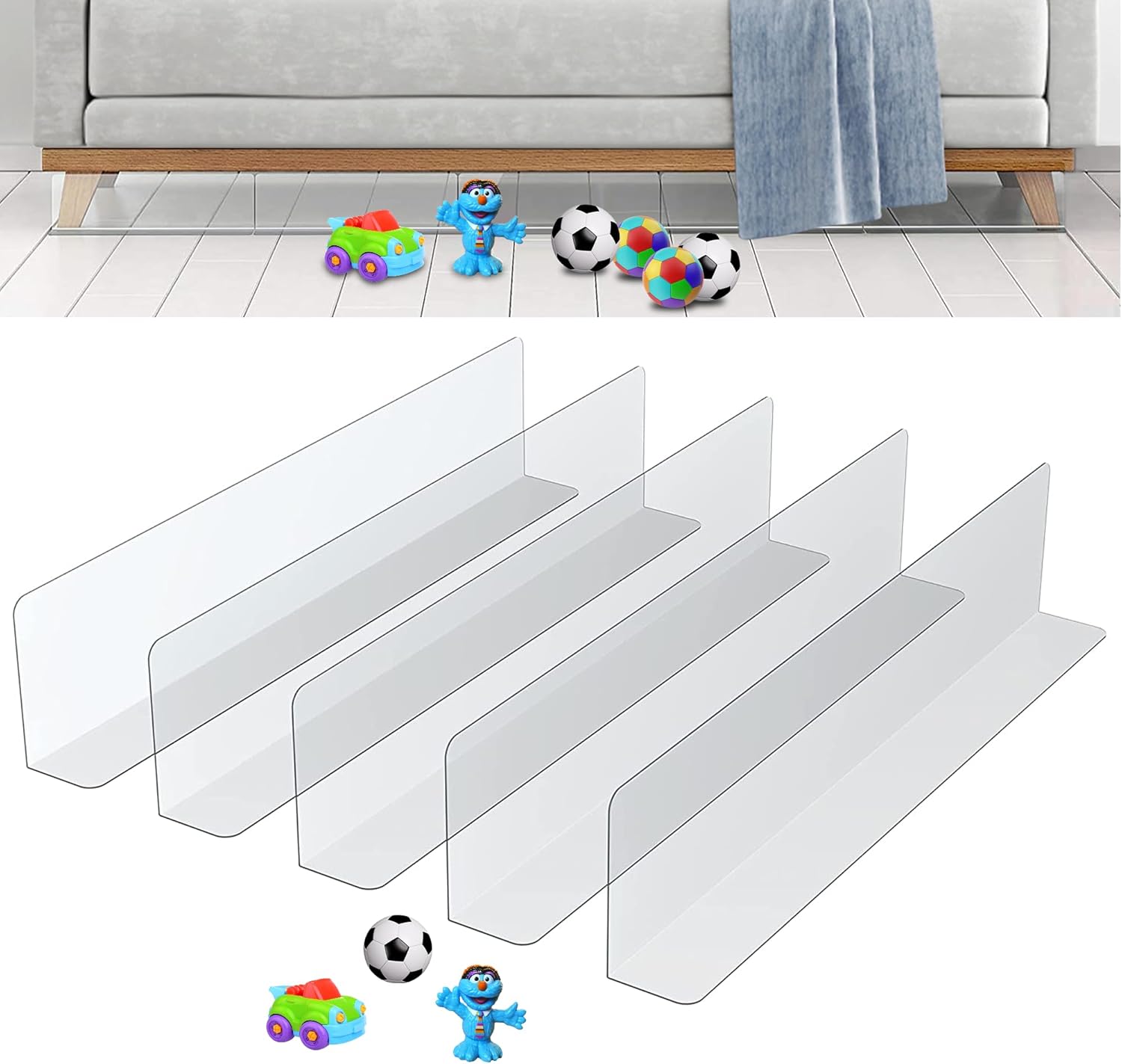 5 Pack Under Bed Blocker for Pets, Gap Bumper Under Couch