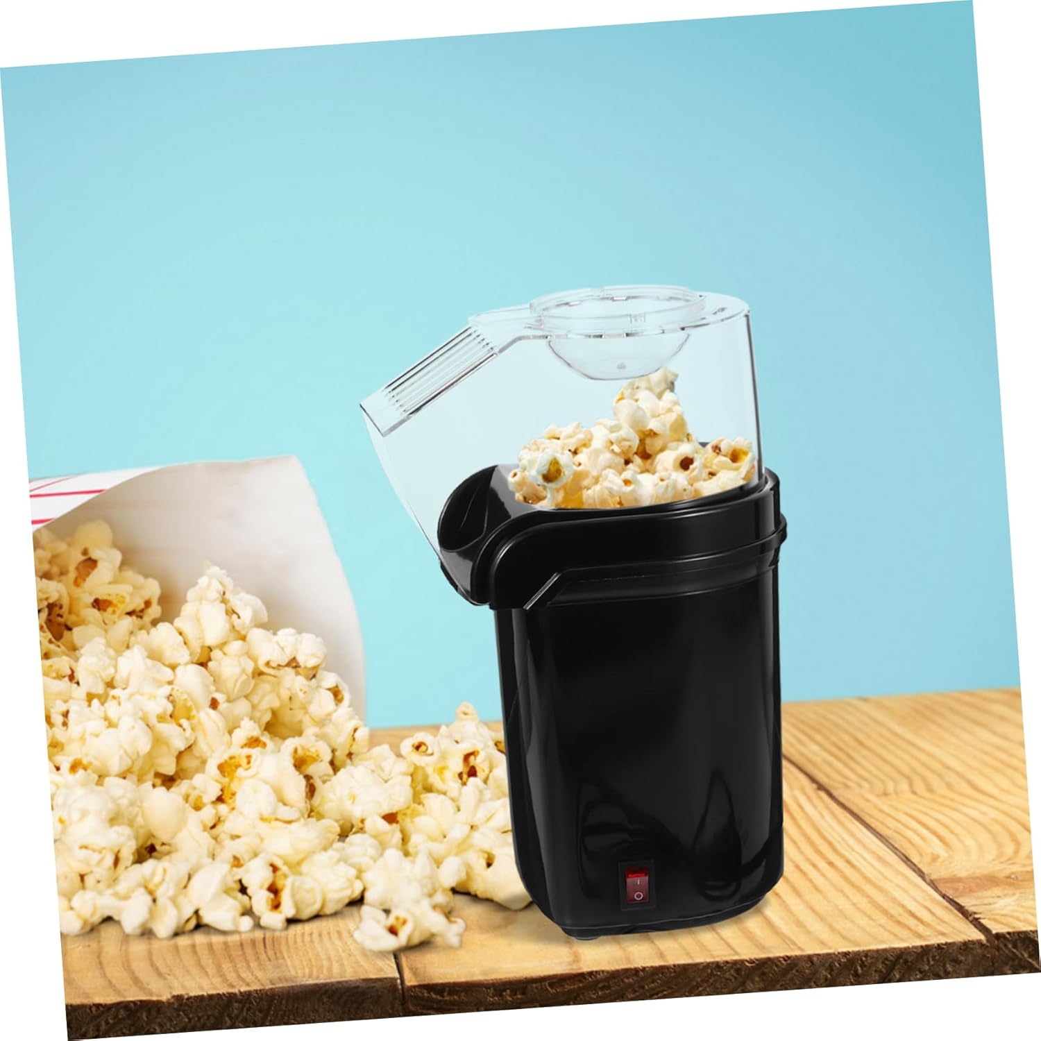BESTYASH Automatic Hot Air Popcorn Maker Mini Popcorn Popper for Home Kitchen Oil Healthy Snack Machine with Measuring Scoop Portable for Gatherings
