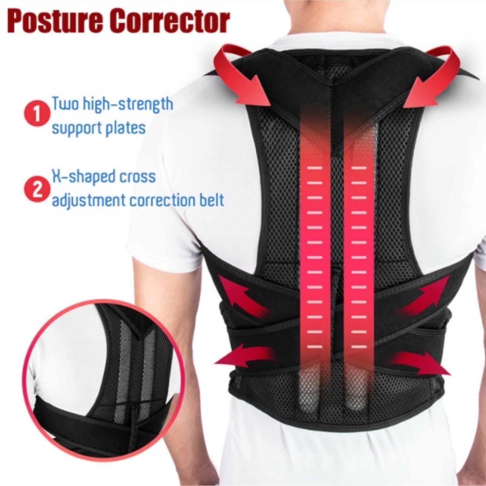 Fascia Lombare Cintura di Supporto per La Schiena Completa Correttore Posturale per Vita Tutore per Parte Bassa della per Traspirante Spalle Cintura Schiena(4XL)