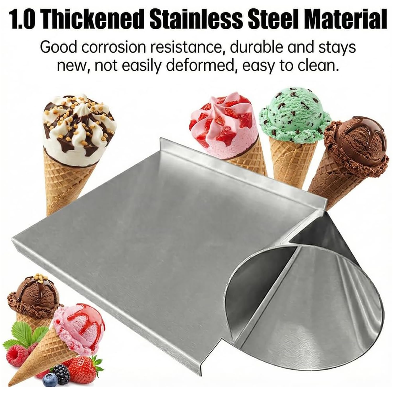 Rullo a cono per gelato, in alluminio pressofuso, resistente, manico comodo, base antiscivolo, stampo fai da te per rotoli di uova croccanti e gusci di pasticceria