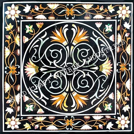 Noguchi Inspired Black Marble Square Coffee Table Top