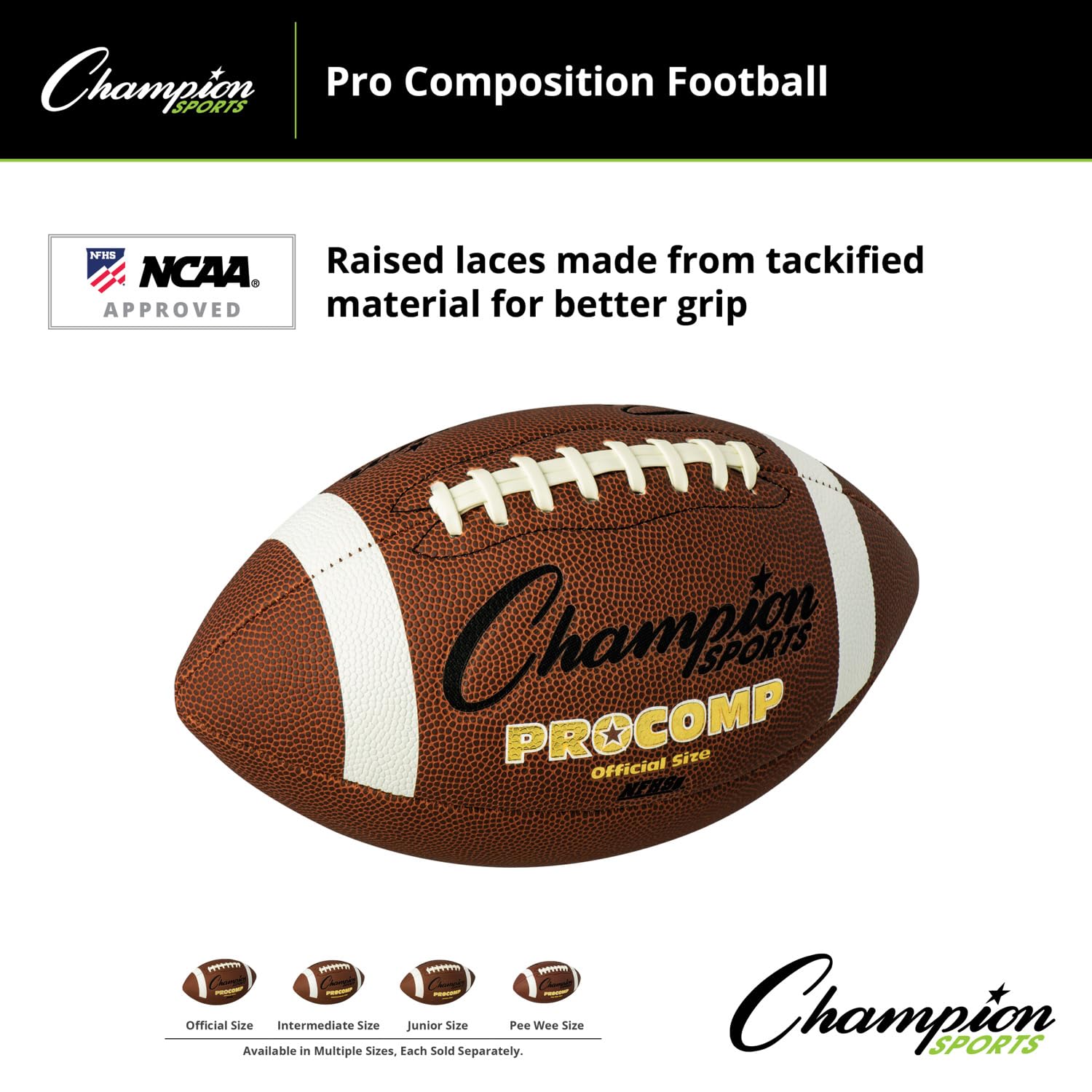 Champion Sports Official Size Composite Football, Brown (CF100)