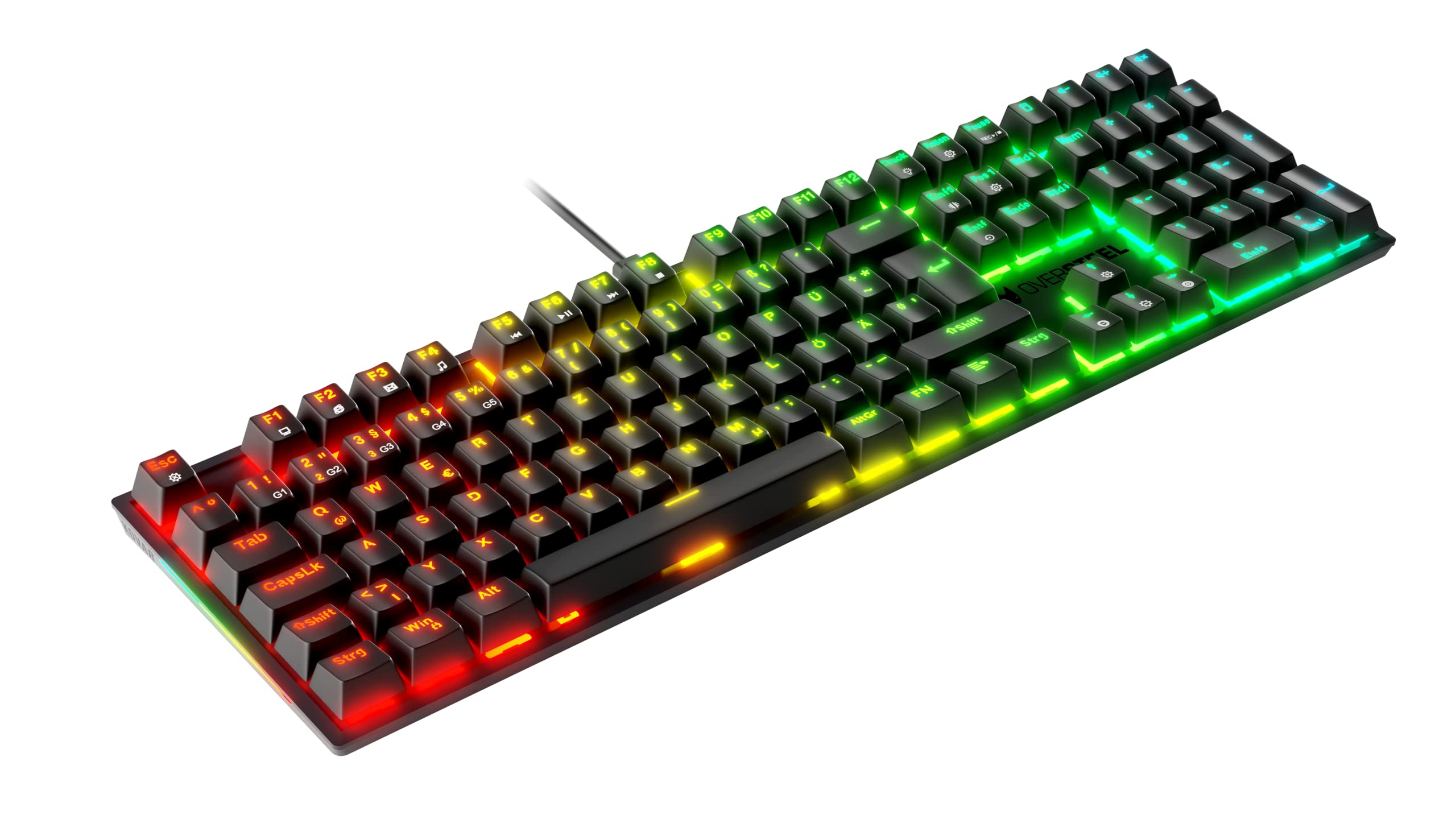 Oversteel - KOVAR USB Gaming Keyboard, RGB illuminato, interruttore meccanico Outemu Blue, anti-ghosting, layout tedesco PC/MAC/Android