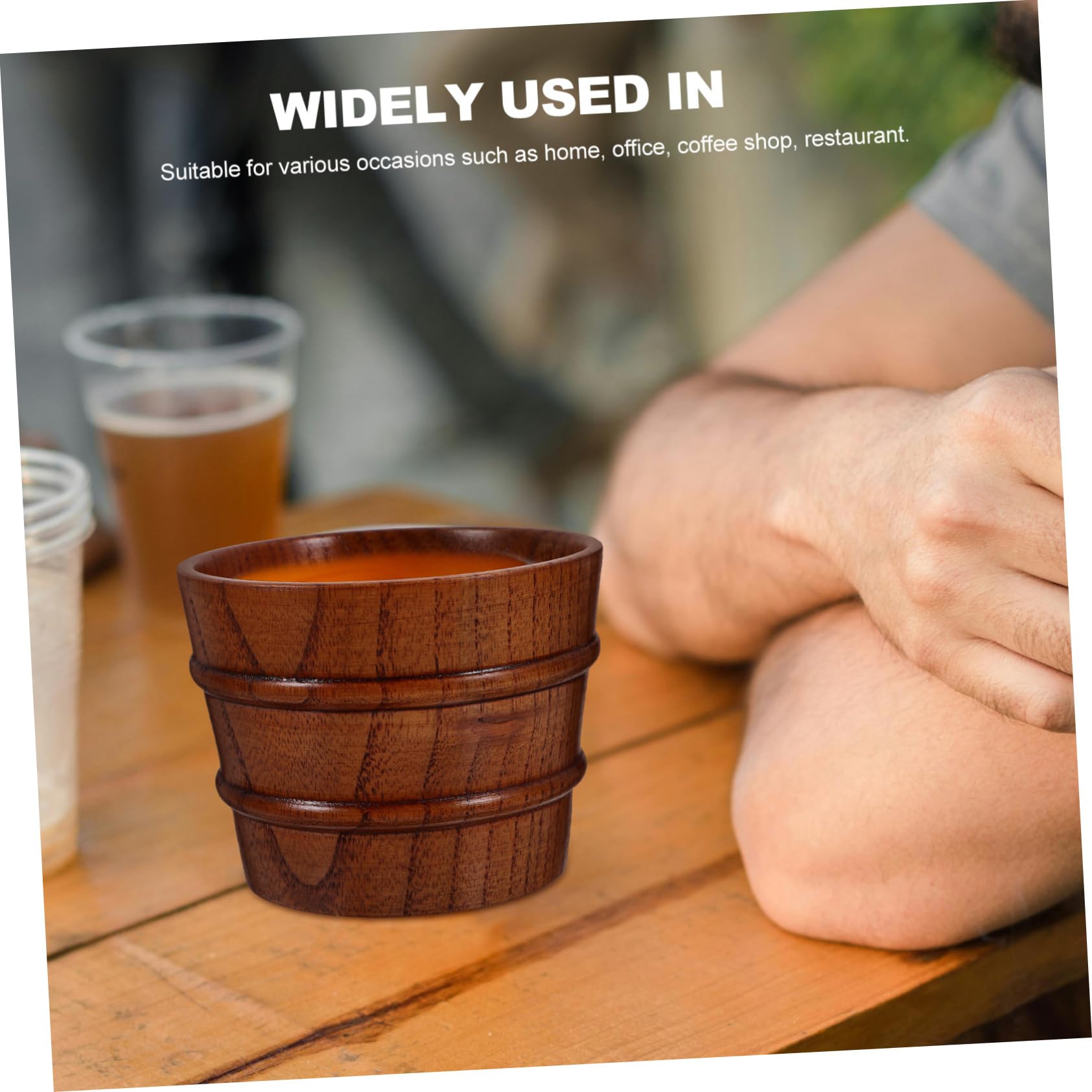OUNONA 4stücke Holzbecher Mit Deckel Eleganter Trinkbecher Für Kaffee Tee Und Bier Handgefertigte Holztasse Für Stilvolle Anlässe Vielseitige Verwendung Küche Und Bar