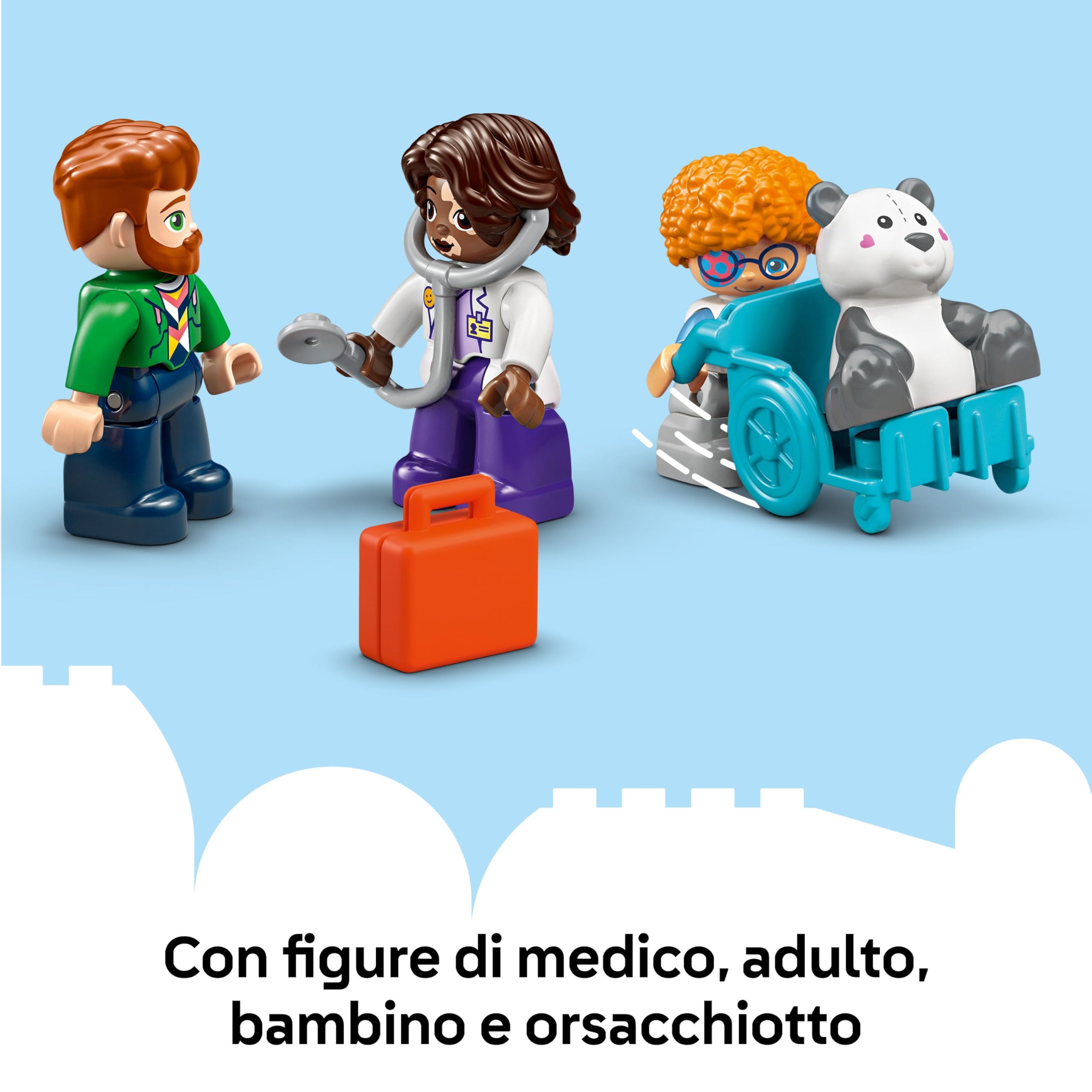 LEGO DUPLO Prime Esperienze: Visita dal Dottore - Giochi Didattici per Bambine e Bambini da 2 Anni - Set Montessori con Costruzioni, 4 Personaggi, Accessori e Carte delle Emozioni - Idea Regalo 10449