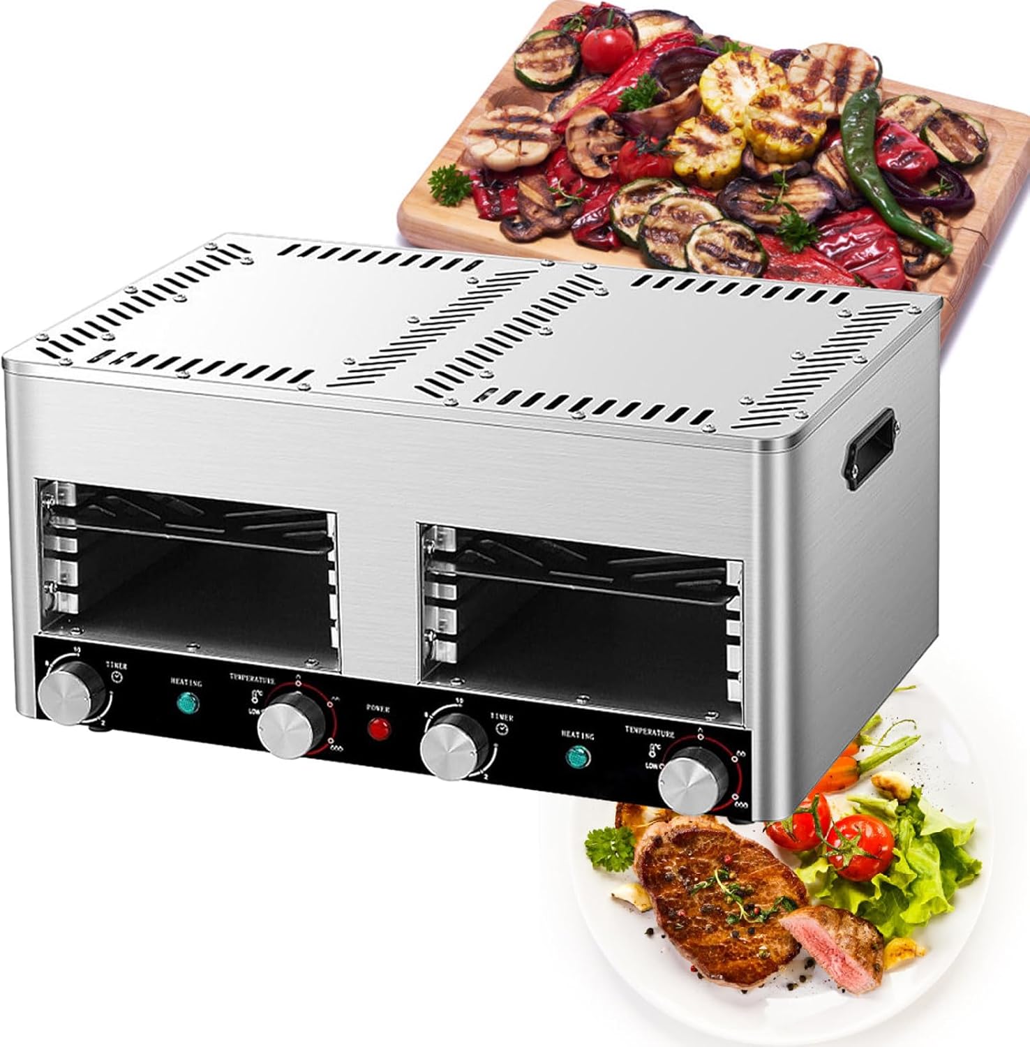 1450°F Indoor Grill Tabletop Broiler, Portable Steak Cooker, Stainless Steel Outdoor BBQ Machine for Steak, Burgers (B 110V)