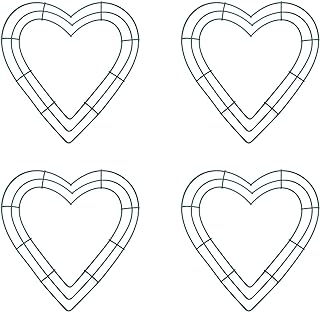 LC LICTOP Heart Shaped Wire Wreath Frame, 10 Inch Metal Floral Decorations for DIY Crafts Wedding Valentine's Day Party Decoration Iron Wreath Form Green, 4Pcs