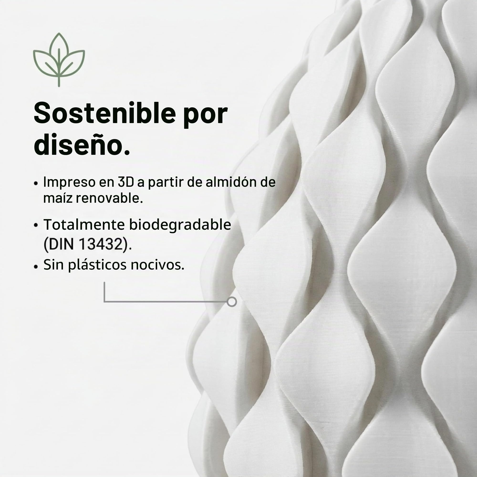 greenandco lámpara LED blanca de diseño | Flor | regulable | E27 | 4,5W 300lm | 3000K blanco cálido | CRI 90+ | sin parpadeo | 180° | 230V | PLA biodegradable | 170 * 283mm