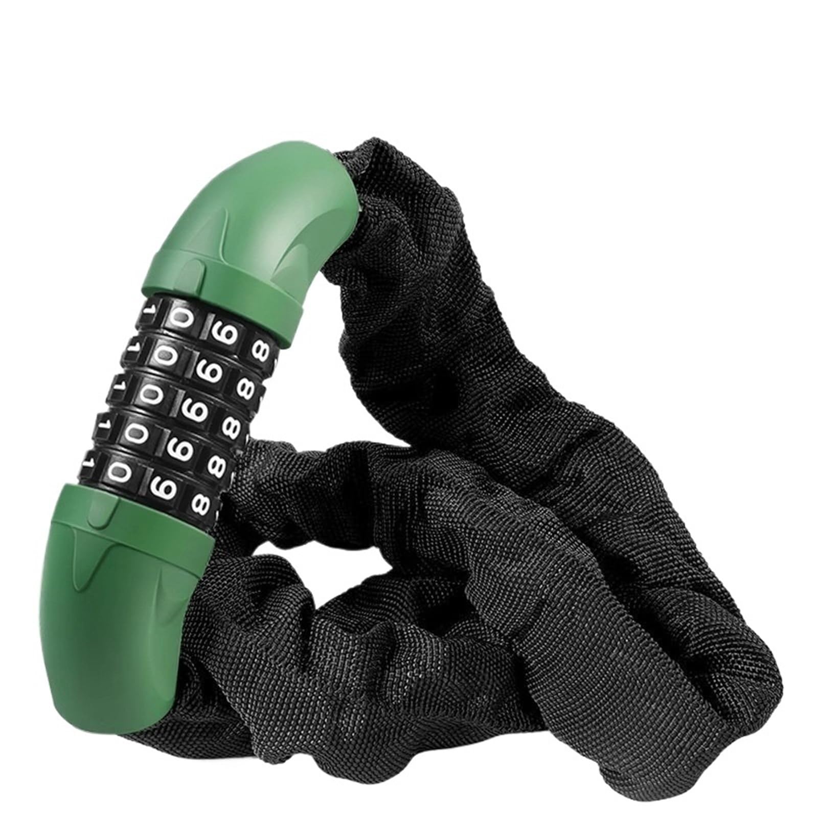 Motorcycle Handlebar Lock Motorcycle Combination Lock Chain Anti-Theft Portable Mountain Motorbike Lock Security(Green - Bold)