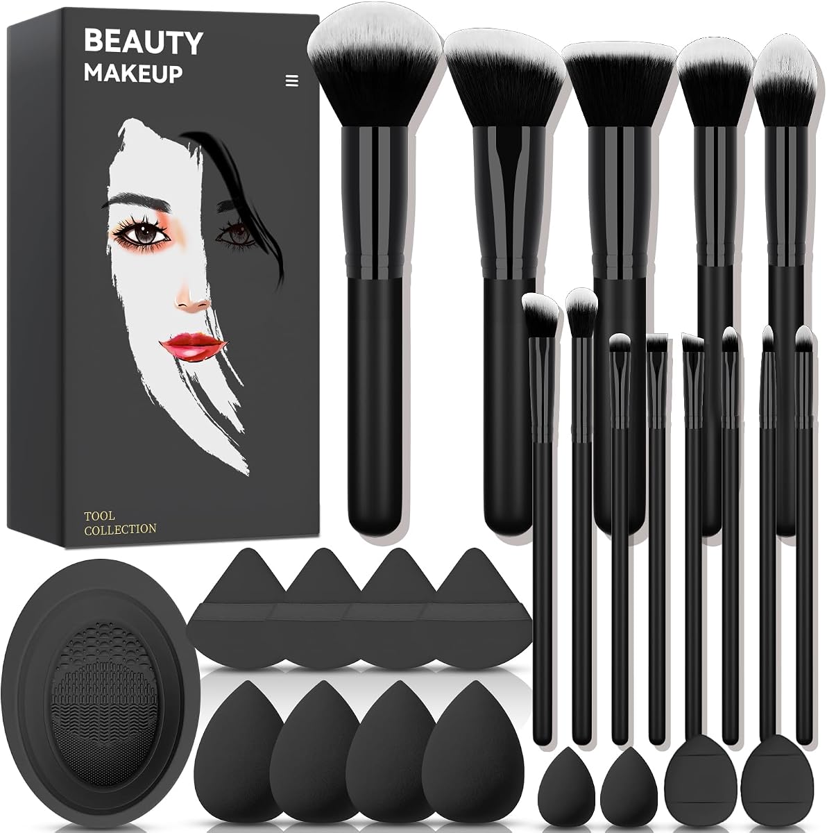 Juego de 26 brochas de maquillaje, brocha para base, brocha para sombra de ojos, juego de brochas de maquillaje