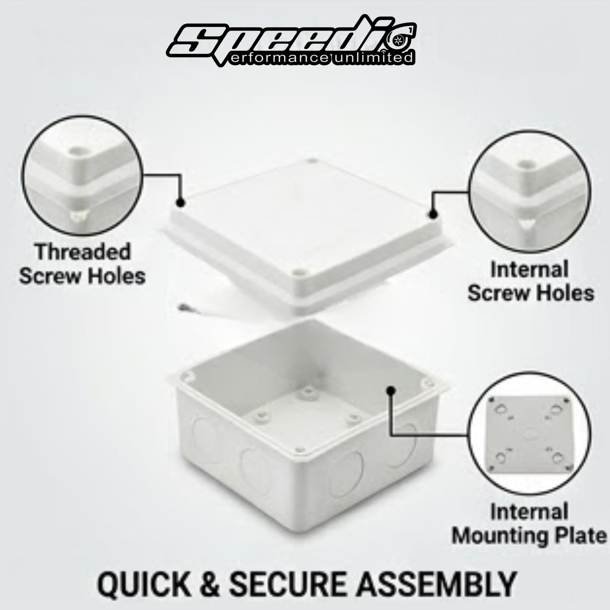Speedio 4x4 Inch Outdoor Waterproof Square PVC Junction Box Without Bush/Pvc Box for CCTV Cameras (IP66) - Pack of 2 Nos — Amazon image 4