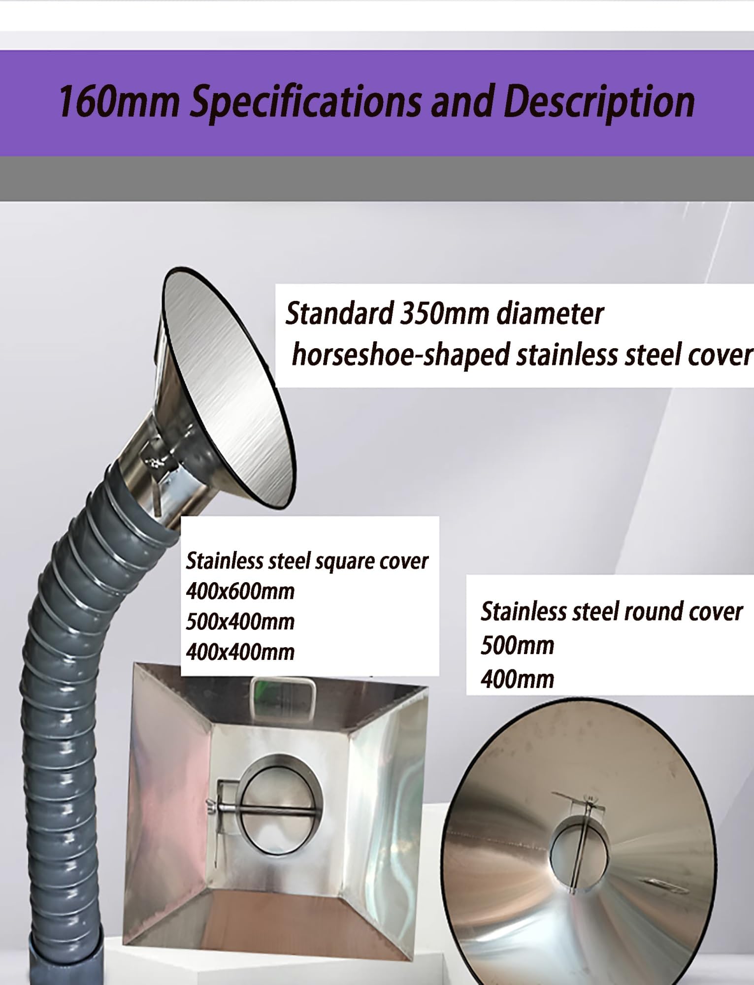 Manguera de extracción de humos de soldadura, Brazo Extractor de Humos Articulado, Manguera Recolectora for Soldadura, Marcado Láser 50-200mm(Length 100cm,Pipe 110mm)