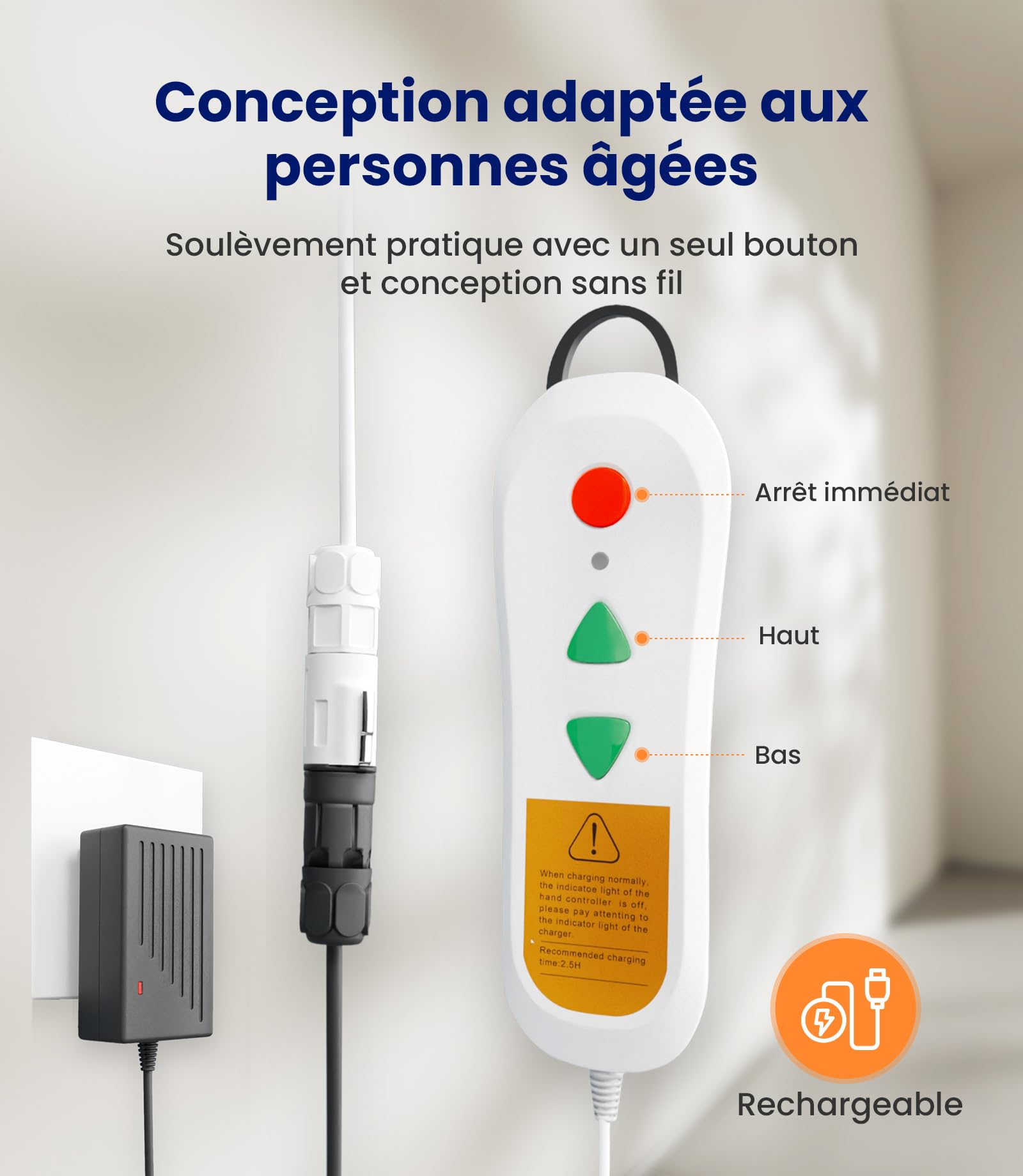 VOCIC Sièges à Levage assisté – Fauteuil élévateur électrique Multifonction, réglable en Hauteur jusqu'à 48 cm, Aide au relevage du Sol pour Personnes âgées, Charge maximale 136 kg