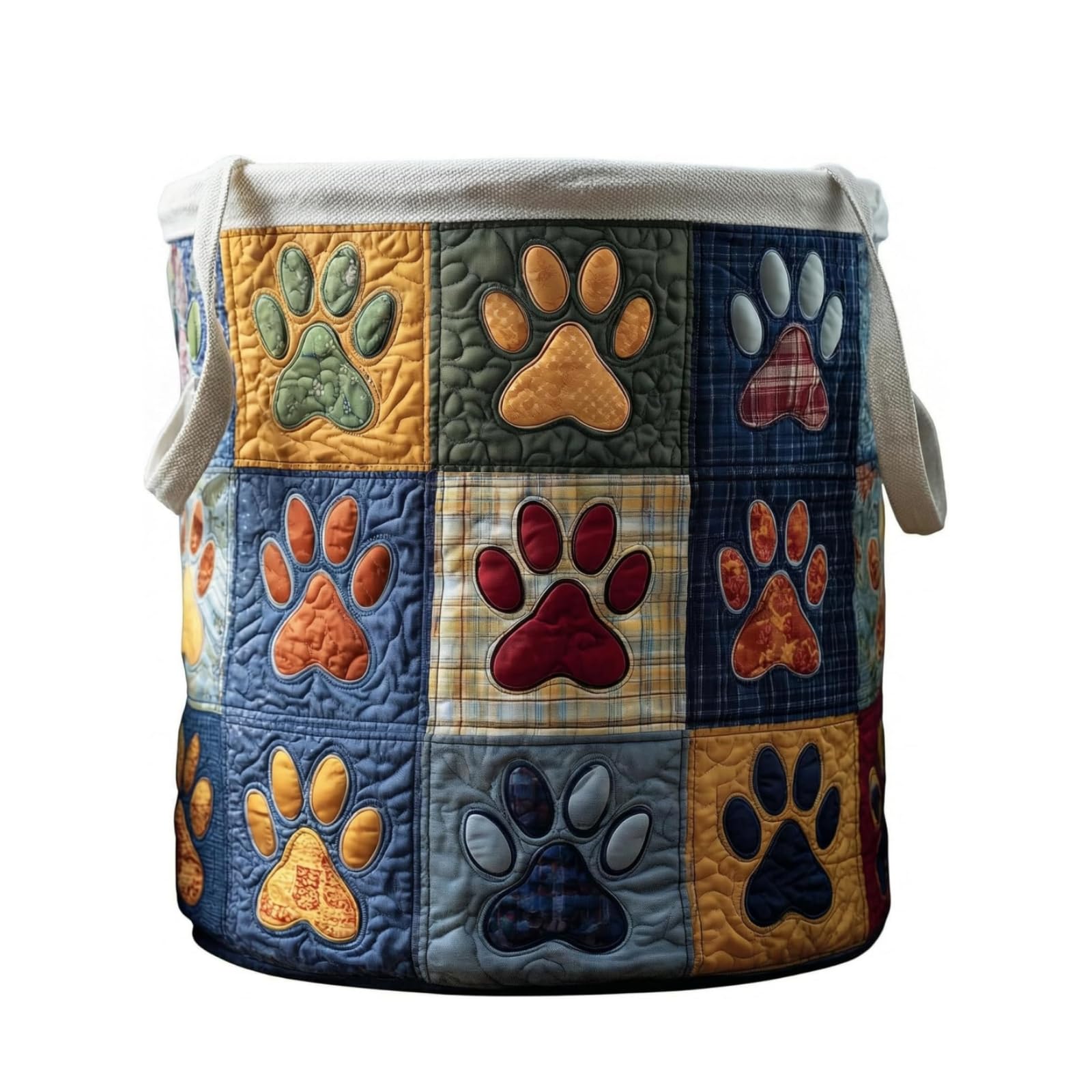 SDSFGX Large Quilted Laundry Basket Foldable Laundry Hamper with Handles Cute Boho Quilted Storage Basket for Clothes Toys