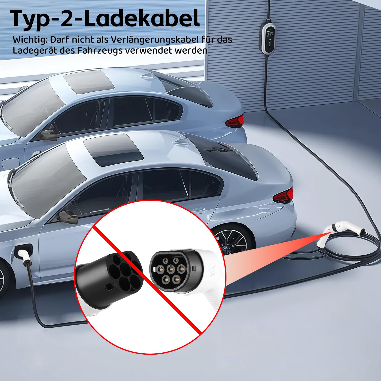 TopAutoGear Typ 2 Ladekabel 22kW 8m 32A 3-Phasen Mode 3 Ladekabel Typ 2 mit Tragetasche für EV/PHEV - E-Auto geeignet für Model X/Y/S/3, e-Golf, ID.3, i3/i8, IP65 wasserdicht