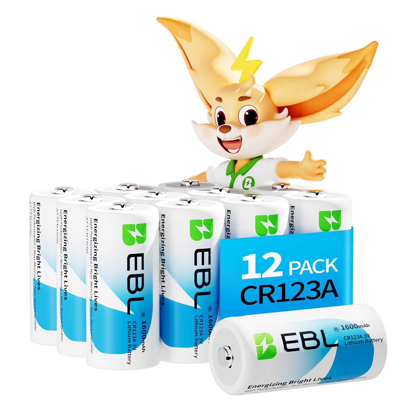 EBL 12 Count CR123A 3V Lithium Battery