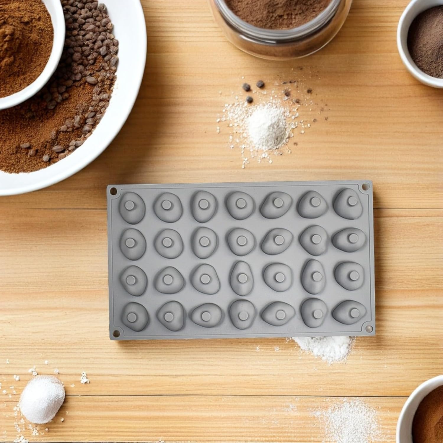 SECFOU 2pcs Silicone Stone Shape Chocolate Molds Non-stick Pebbles Fondant Cake Baking Tools for Candy Making and Dessert Decoration
