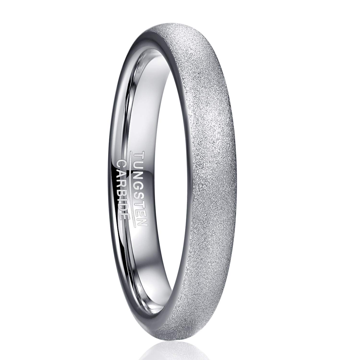 TUNGSTORY4mm/6mm/8mm Silver Sandblasted Finish Tungsten Carbide Wedding Bands for Men Women Dome Style Comfort Fit Size J 1/2 - Y