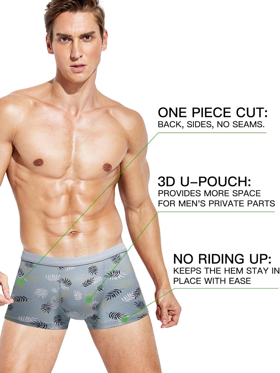 youlehe Men's Underwear Soft Bamboo Viscose Boxer Briefs Stretch Trunks Pack - Image 3