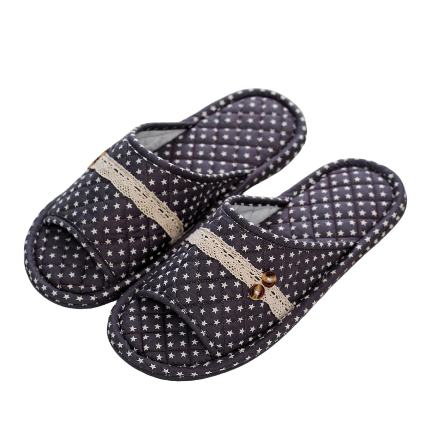 MUQGAOPFloral Home Slippers, Open Toe Indoor Slippers for Men and Women, Cotton Lightweight Foldable Travel Hotel Spa