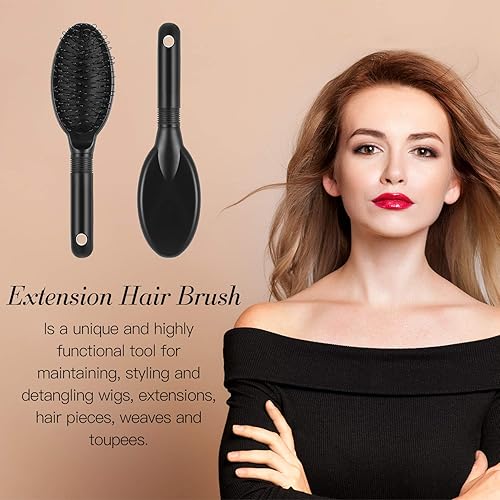 Miniatura 4 de 2 piezas de bucle para peluca, cepillo de extensión de cabello, piezas para cepillar, peinar, desenredar, natural y sintético