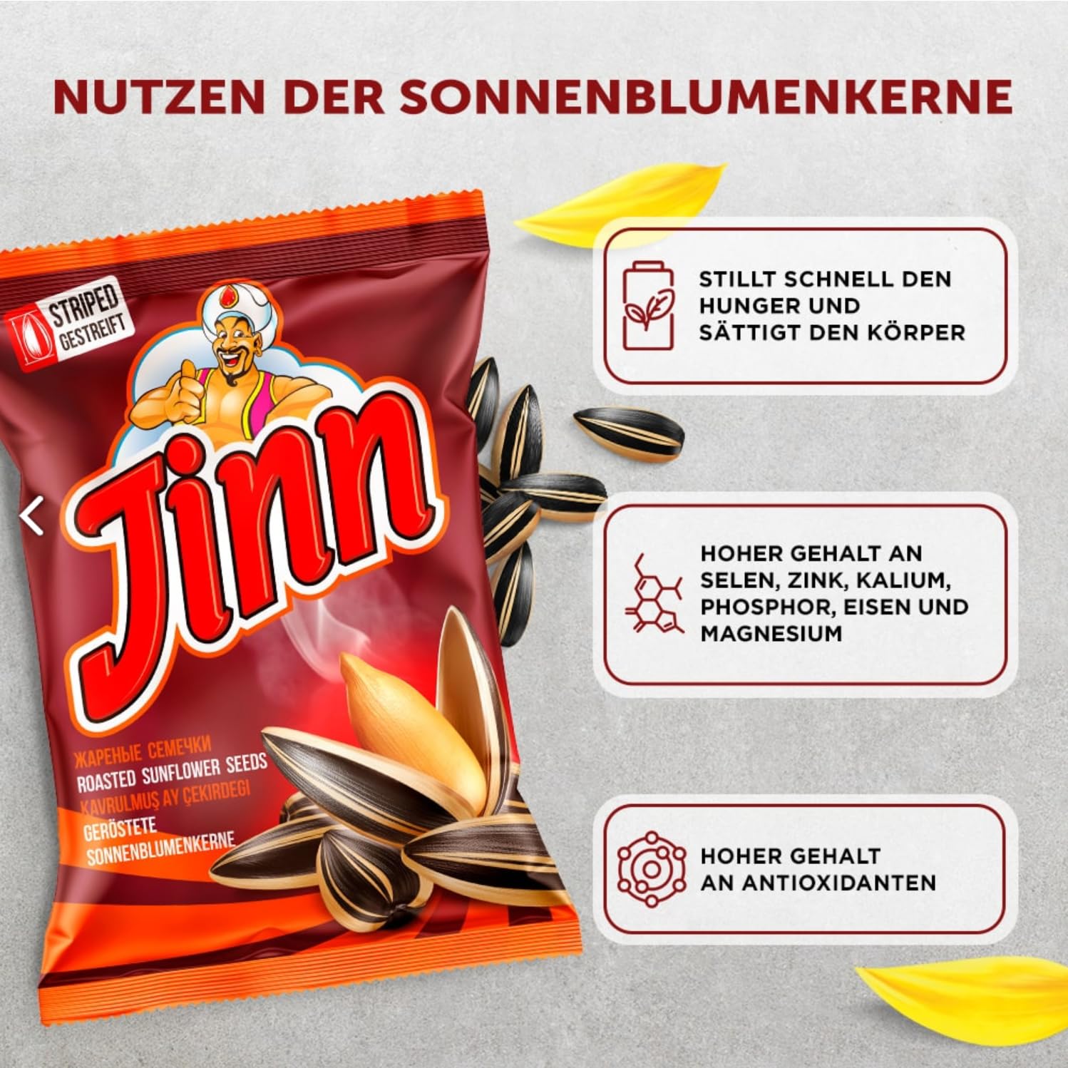 Sonnenblumenkerne JINN/Джин 300g x 10 Geröstet Ungesalzen