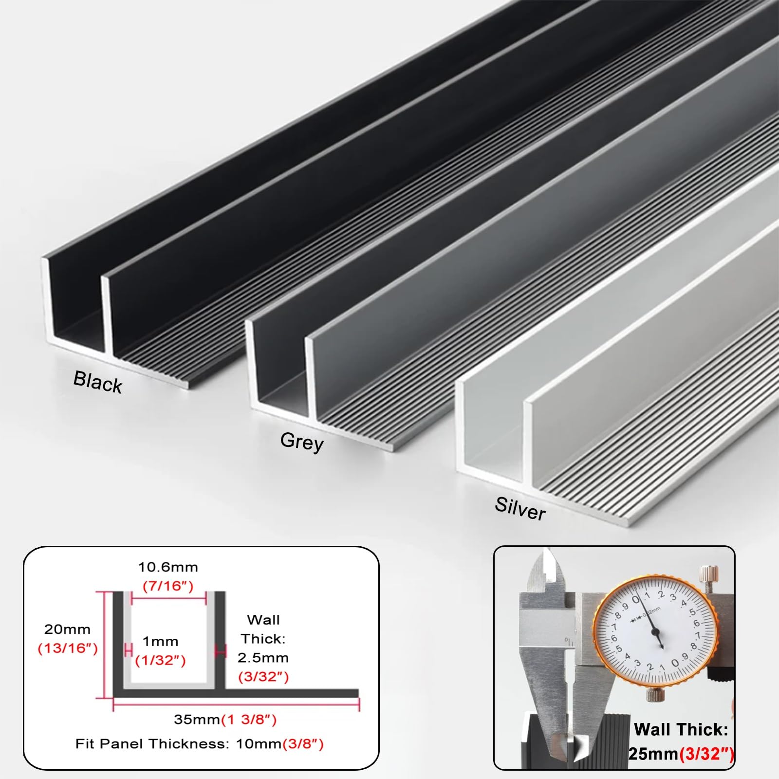 Binario fisso per porta della doccia, 10 mm, divisorio in vetro senza cornice, guida inferiore per bagno, balcone, scala, profilo in alluminio