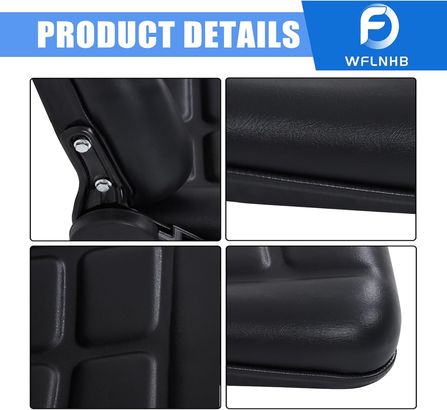 WFLNHB Universal Adjustable Folding Forklift Truck Seat, with Slide Rail Replacement for Excavators, Forklifts, Tractors, Block loaders, Backhoe Bulldozers