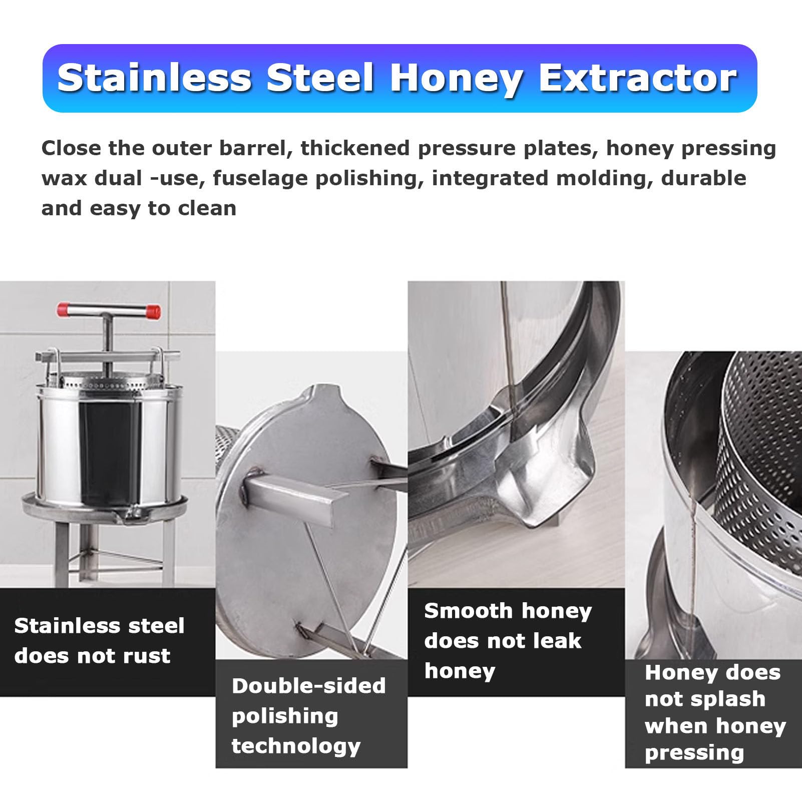 Mesh Honey Press Machine Manuale di Frutta Miele estrattore Apicoltura in Acciaio Inossidabile Cera per la pressa per Il Miele per Apicoltura Agricoltura Strumento di Apicoltura