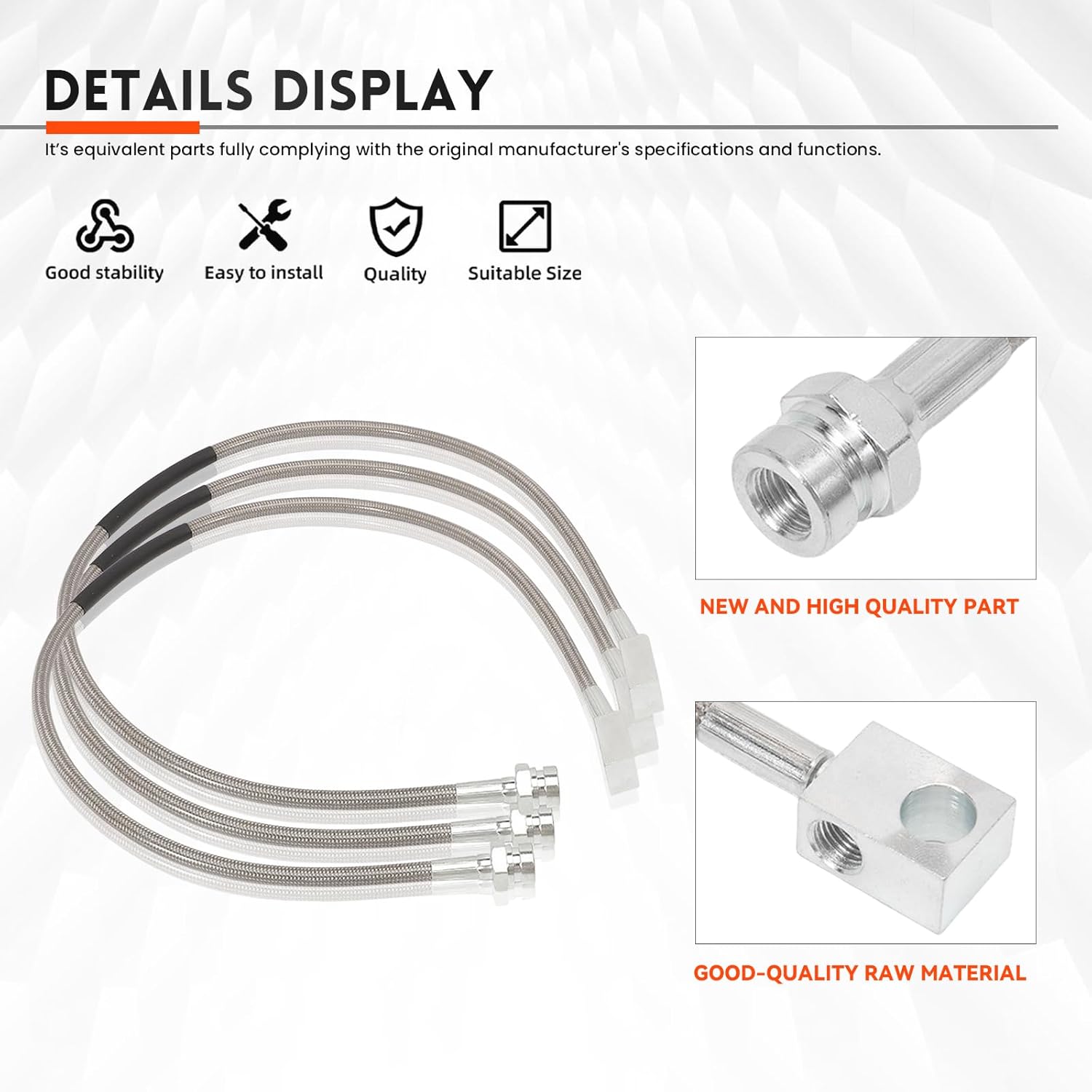 89715 Front and Rear Extended Stainless Brake Lines Replacement for Jeep Wrangler TJ/YJ 1987-2006, Cherokee XJ 1984-2001 Replaces 89703 Steel Braided Brake Lines Kit for 4"-6" Lift