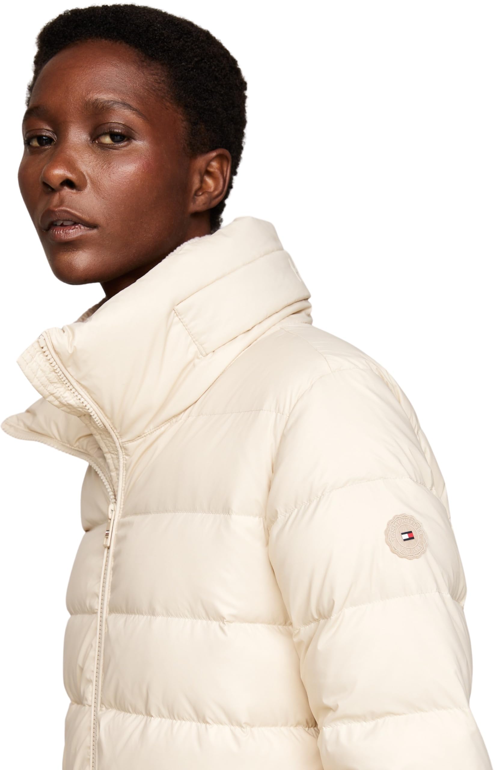 Tommy Hilfiger Abrigo de Plumas Mujer Funnel Maxi Coat Hasta Las Rodillas
