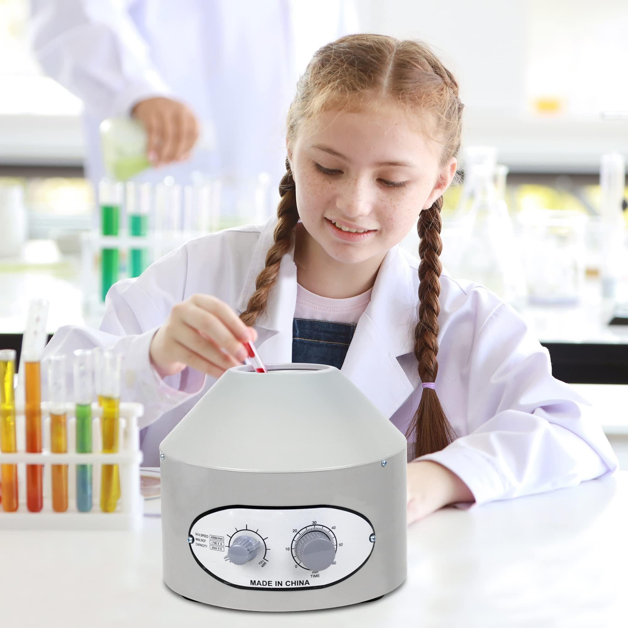 Wirówka laboratoryjna 6 x 20 ml, wirówka stołowa, wirówka z timerem 0-60 min, prędkość 4000 obr./min, do laboratoryjnego rozdzielania próbek w szkołach
