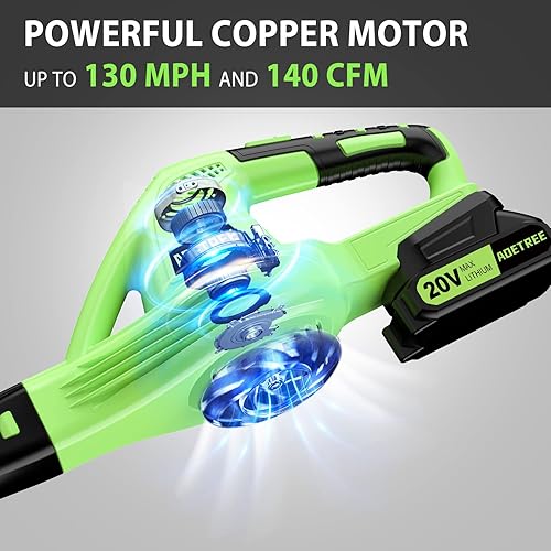 Miniatura 4 de Soplador de hojas inalámbrico soplador eléctrico ligero con batería y cargador soplador de mano pequeño alimentado por batería de 20 V para el