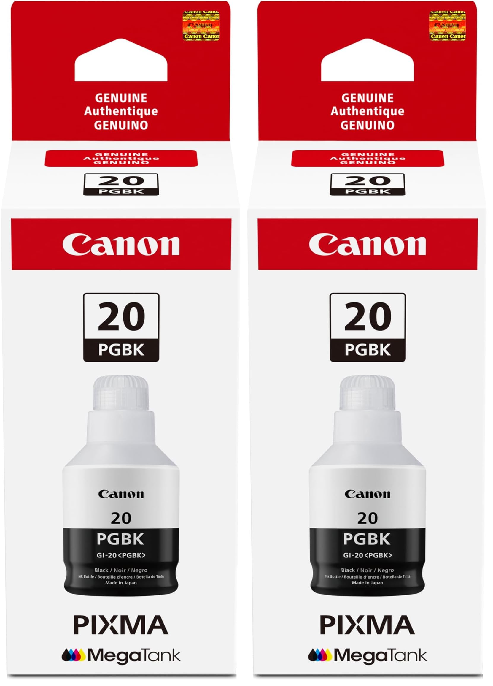 Canon GI-20 PGBK Ink Bottle, Compatible to PIXMA G6020 and G5020 MegaTank Printers (Pack of 2)