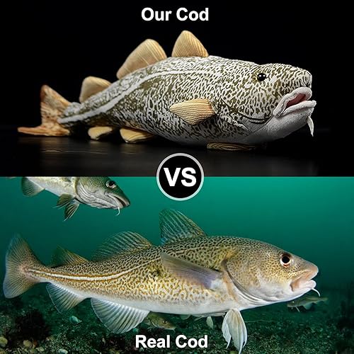 Miniatura 2 de Juguete de peluche de bacalao de simulación de bacalao – 17 pulgadas de profundidad realista de animales del océano del Pacífico, figura de juguetes