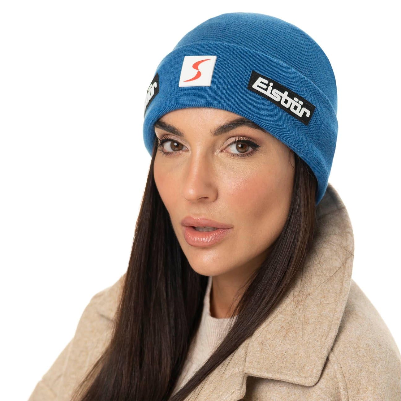 Eisbär Gorro con Vuelta Renan RL Skipool Mujer/Hombre - Made in Austria Beanie de Lana Esquiar Sombrero Merino Invierno otoño/Invierno