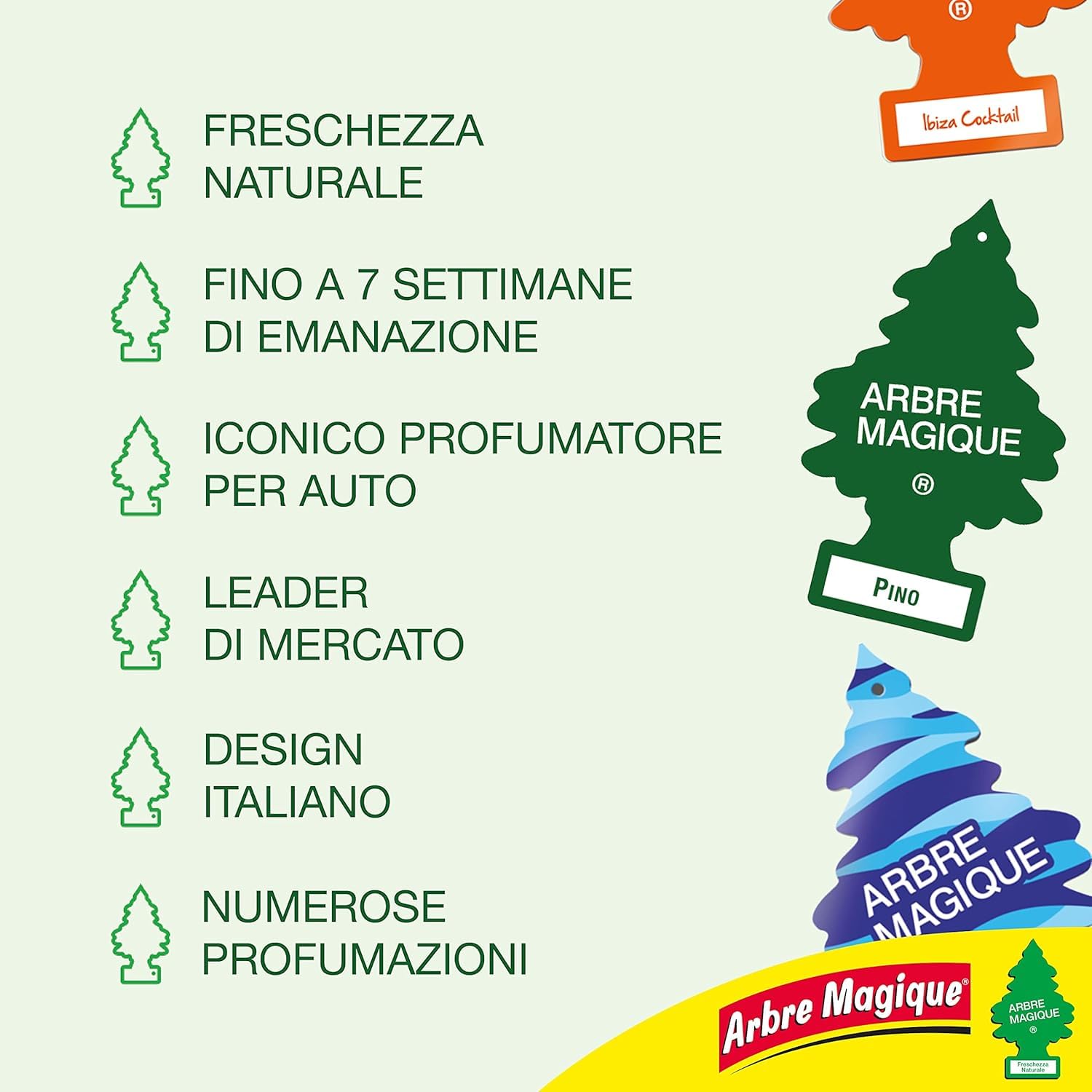 Arbre Magique, Profumatore Auto, Fragranza Sport, Profumazione Intensa e Strutturata, Durata fino a 7 Settimane, Made in Italy, Formato Multipack da 3 Pezzi