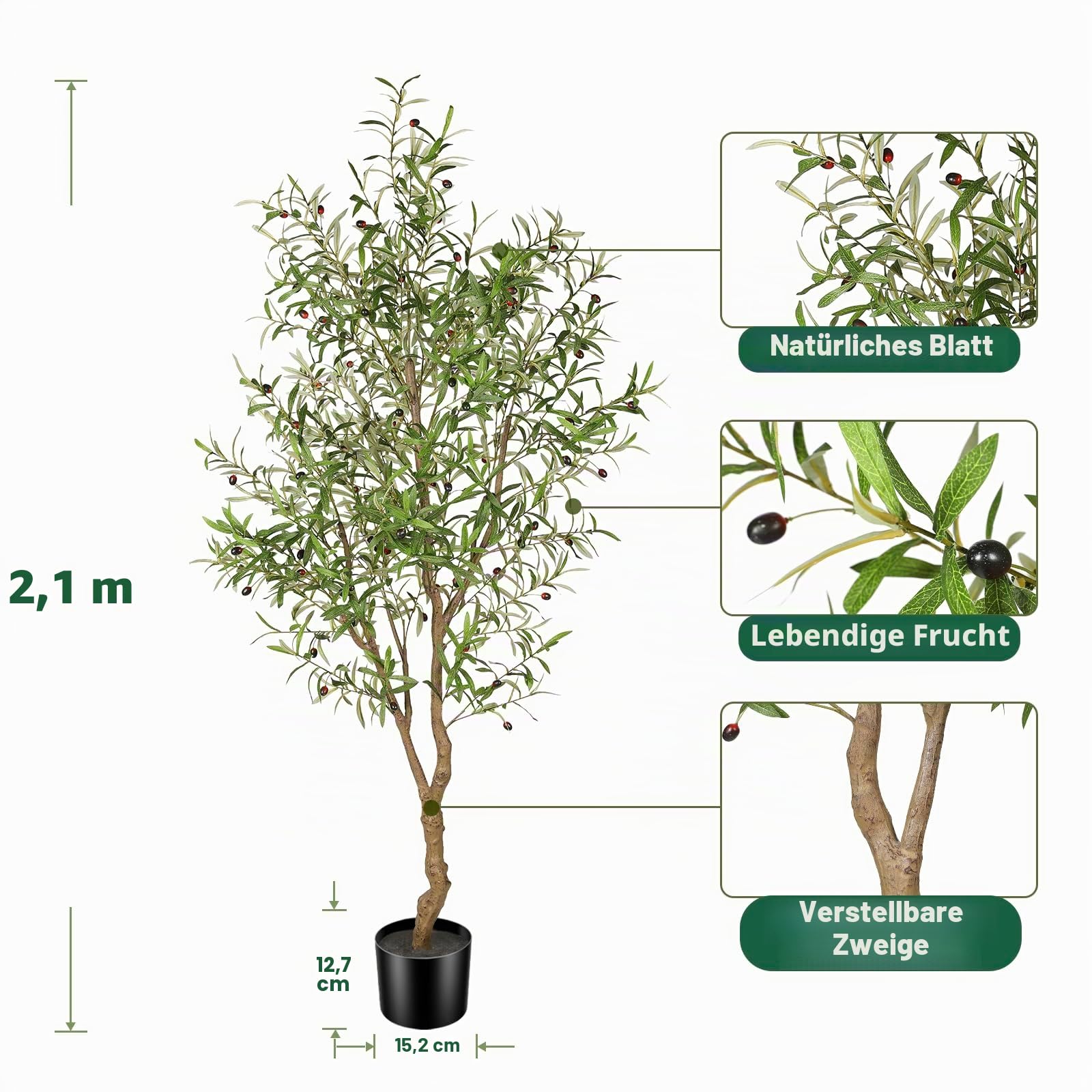 FEELEAD Lot 2 Oliviers Artificiels 210cm Deux Modèles Arbres Faux en Pot