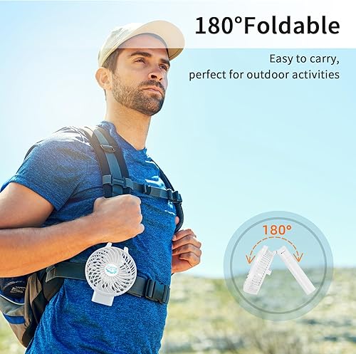 Miniatura 6 de HandFan Ventilador de mano portátil de 10400 mAh, ventilador de mano de larga duración de 40 horas recargable, mini ventiladores personales