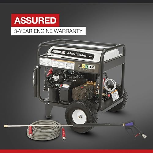 Miniatura 6 de NorthStar Lavadora a presión de agua fría a gas, 5000 PSI, 5.0 GPM, motor Honda, arranque eléctrico, transmisión por correa, modelo # 1571493