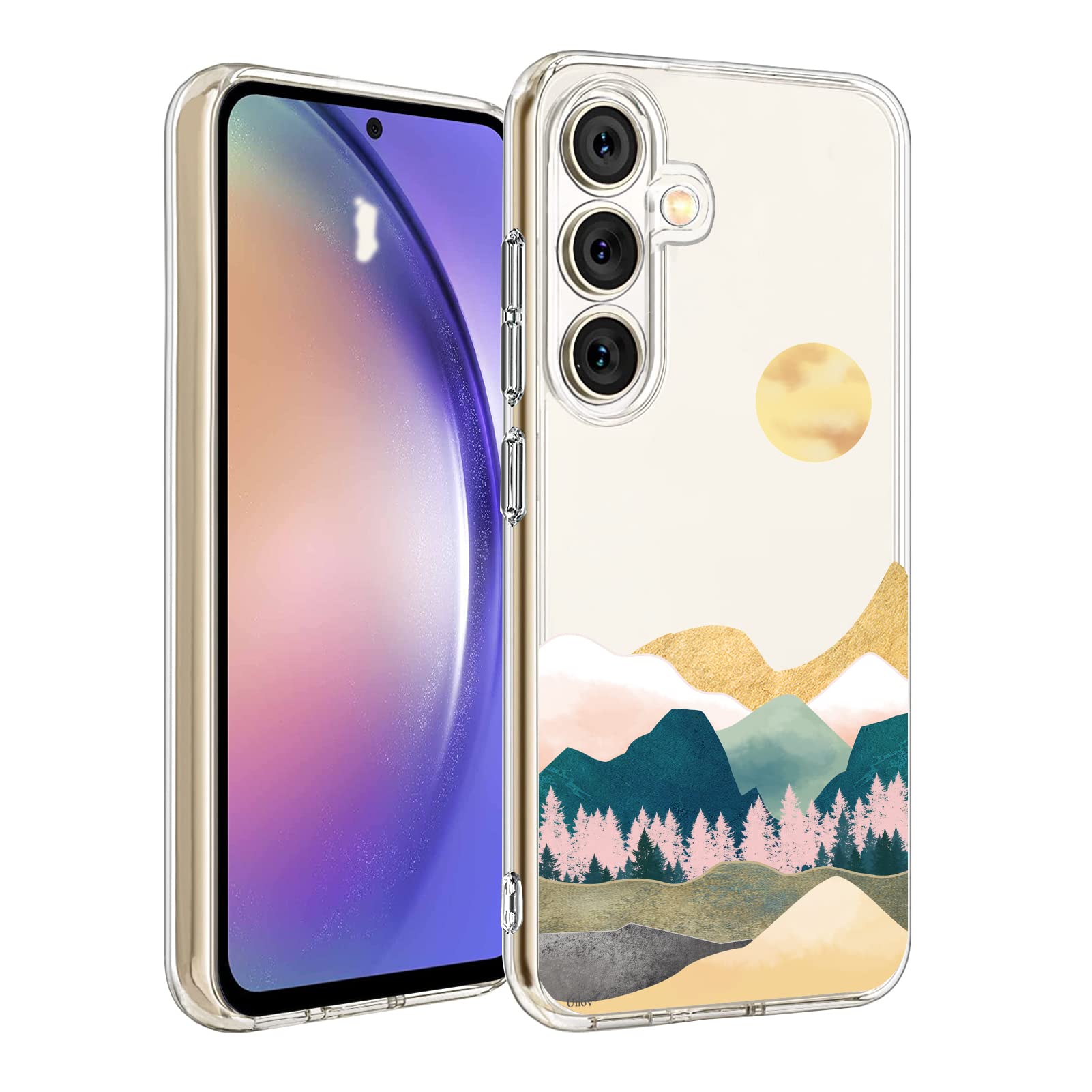 Unov Case Compatible with Galaxy A54 5G Case Clear with Design Soft TPU Shock Absorption Slim Embossed Pattern Protective 6.4 inch (Serria Mountains)